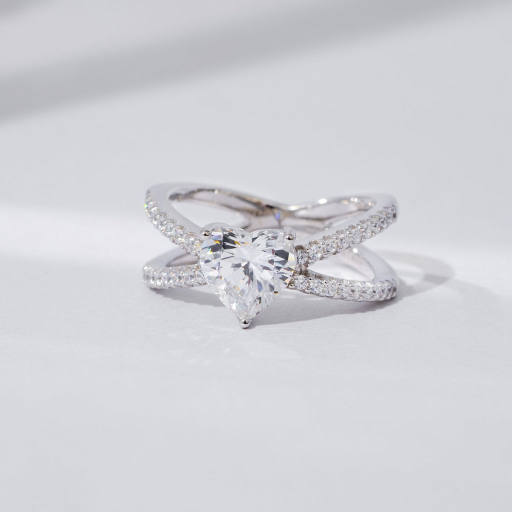 X Split Shank Heart Solitaire Ring JER25942
