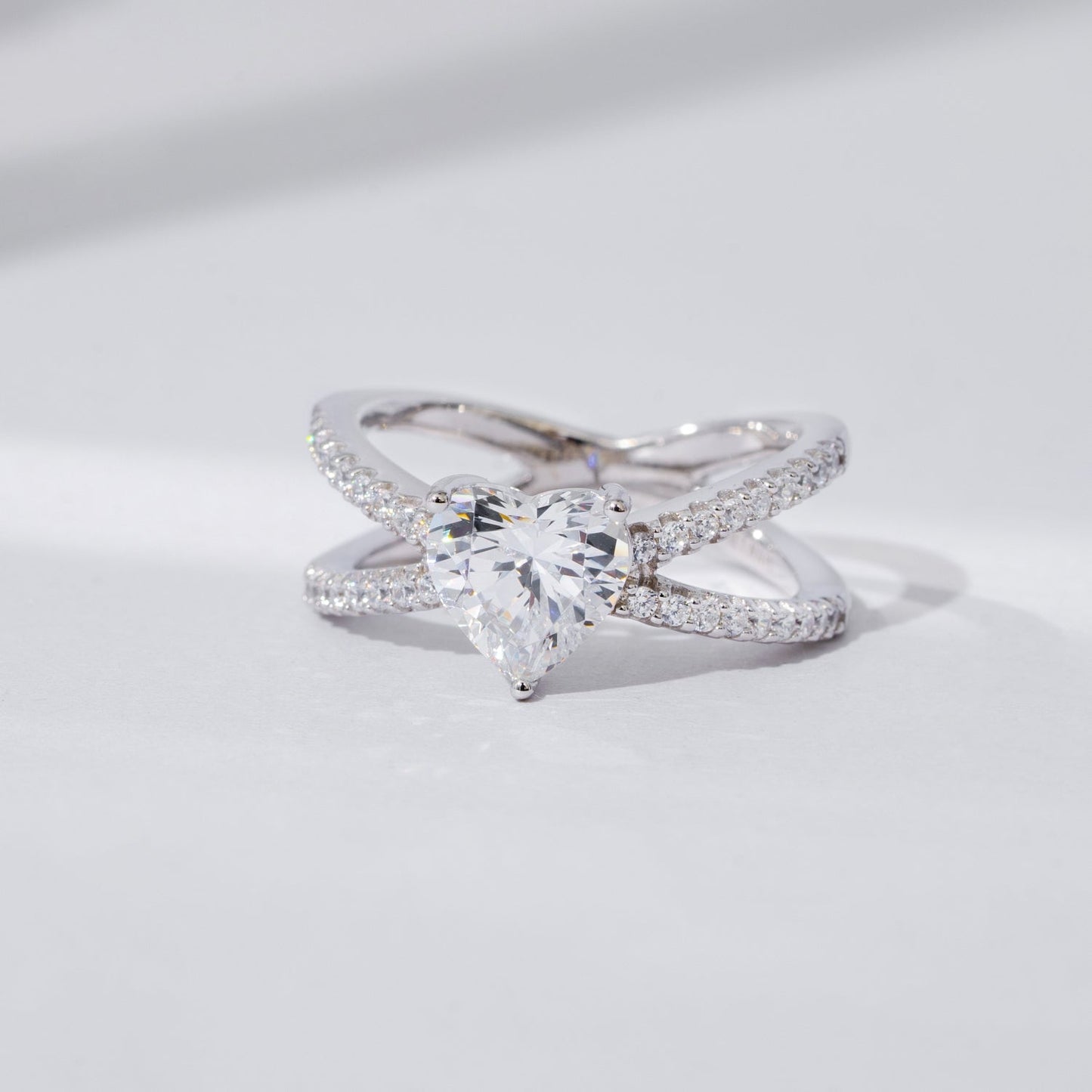 X Split Shank Heart Solitaire Ring JER25942