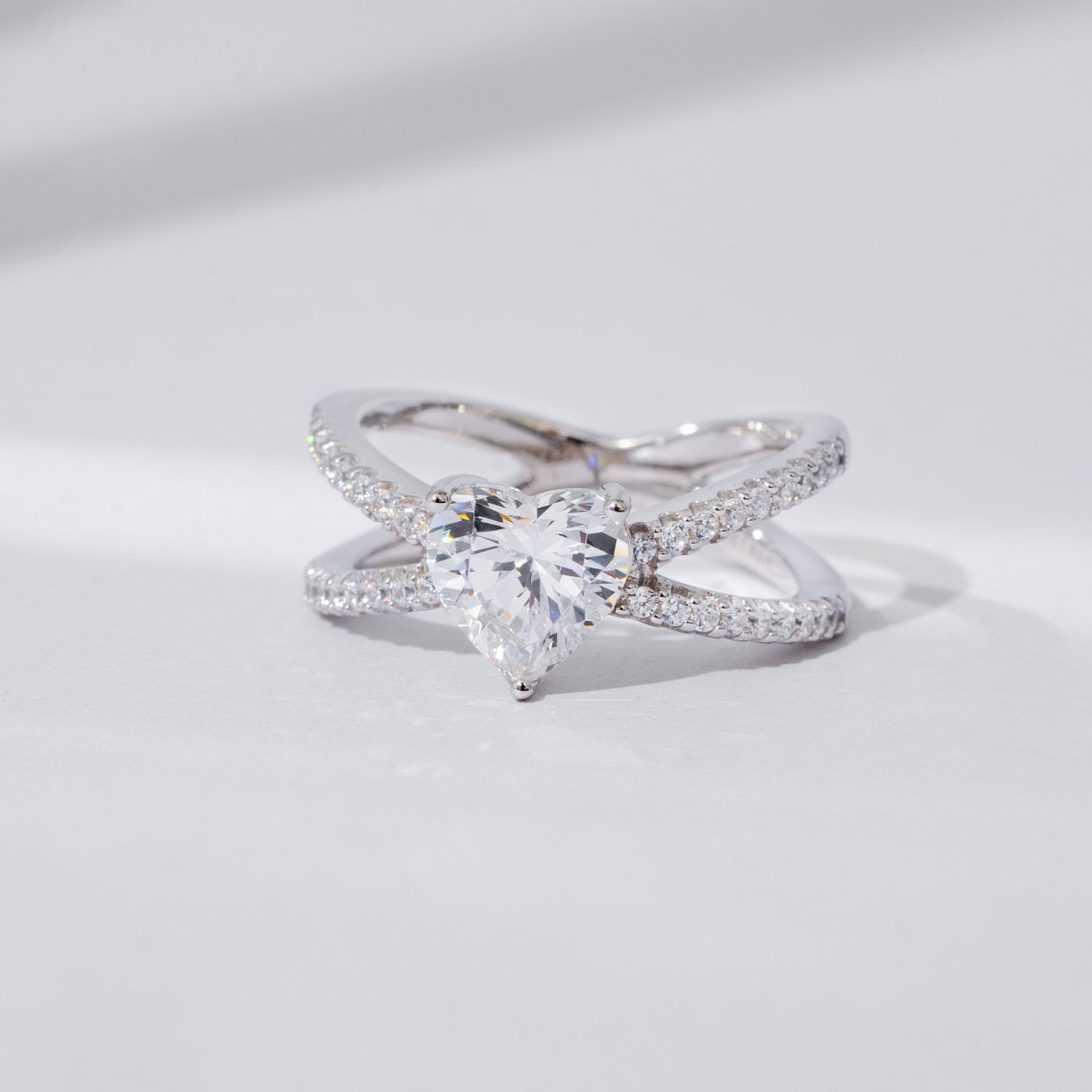 X Split Shank Heart Solitaire Ring JER25942