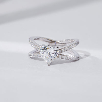 X Split Shank Heart Solitaire Ring JER25942