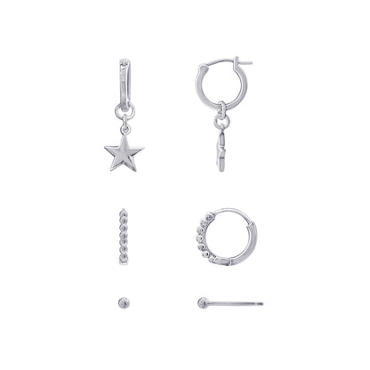 Huggie Hoop and Stud Earrings Set JES18733