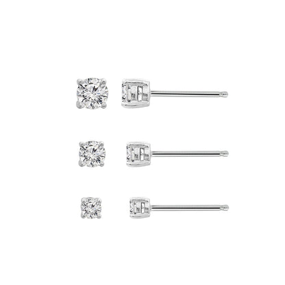 Round Cut Solitaire Stud Earrings Set