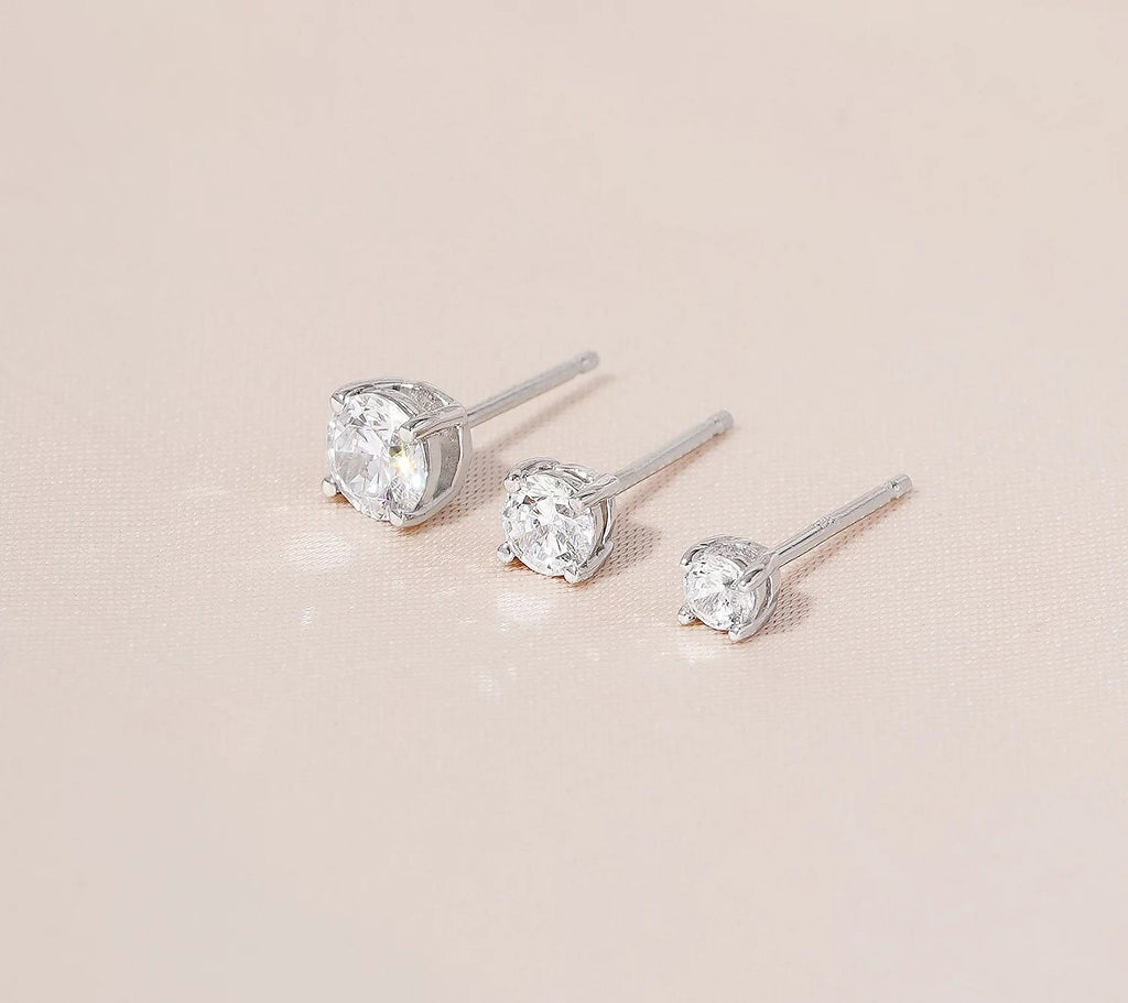 Round Cut Solitaire Stud Earrings Set