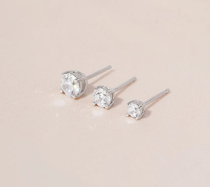 Round Cut Solitaire Stud Earrings Set