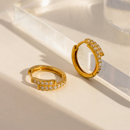 Twin PavÃ© Mini Hoop Earrings