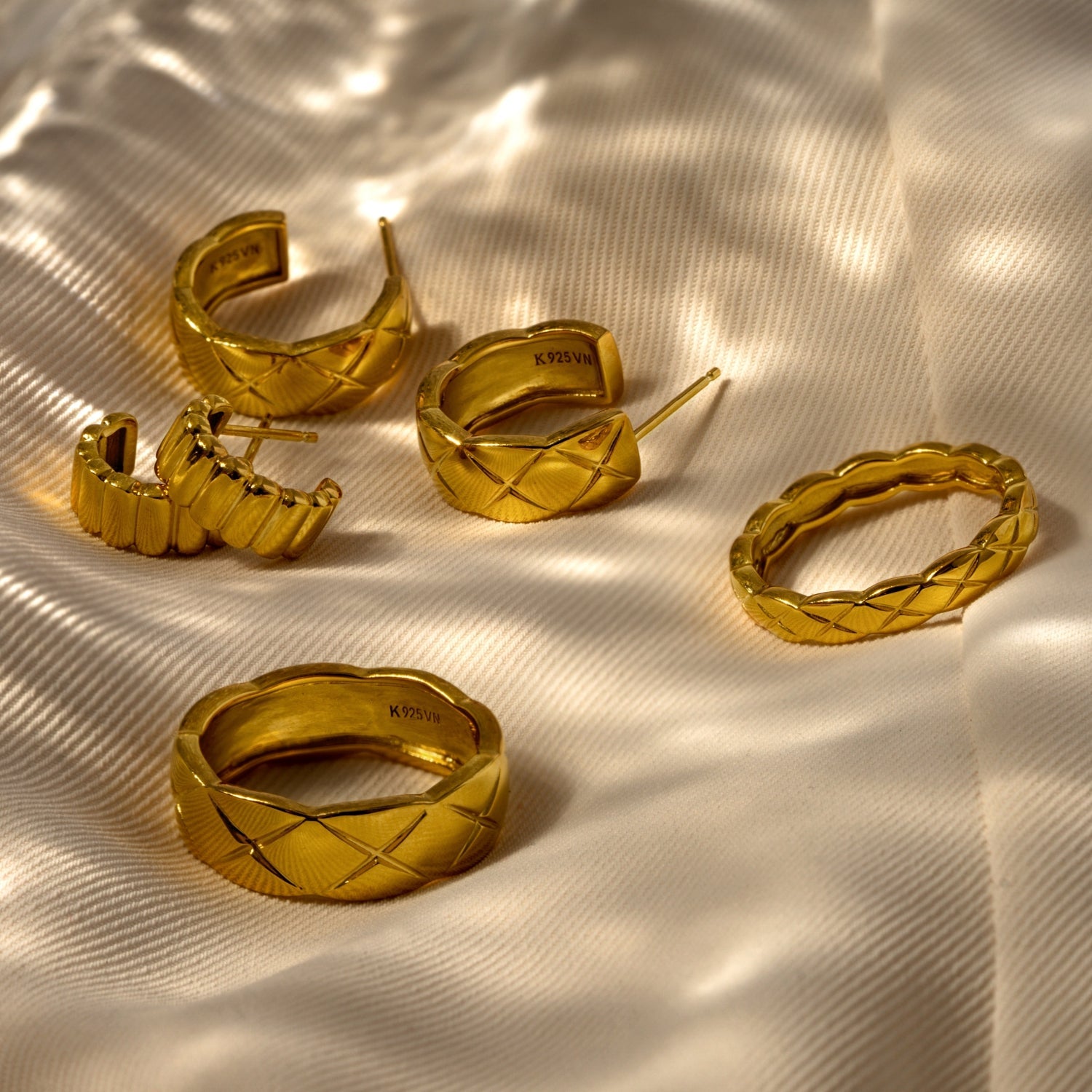 Quilted Hoop Earrings