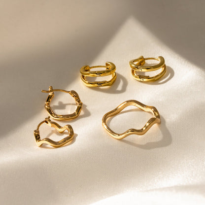 Wavy Huggie Hoop Earrings