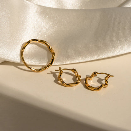 Wavy Huggie Hoop Earrings