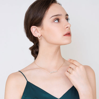 Wavy Baguette Bar Pendant Necklace