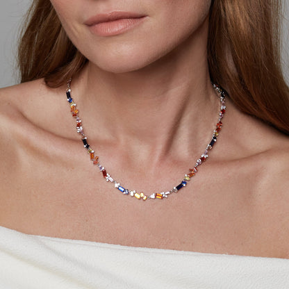 Rainbow Baguette Tennis Necklace