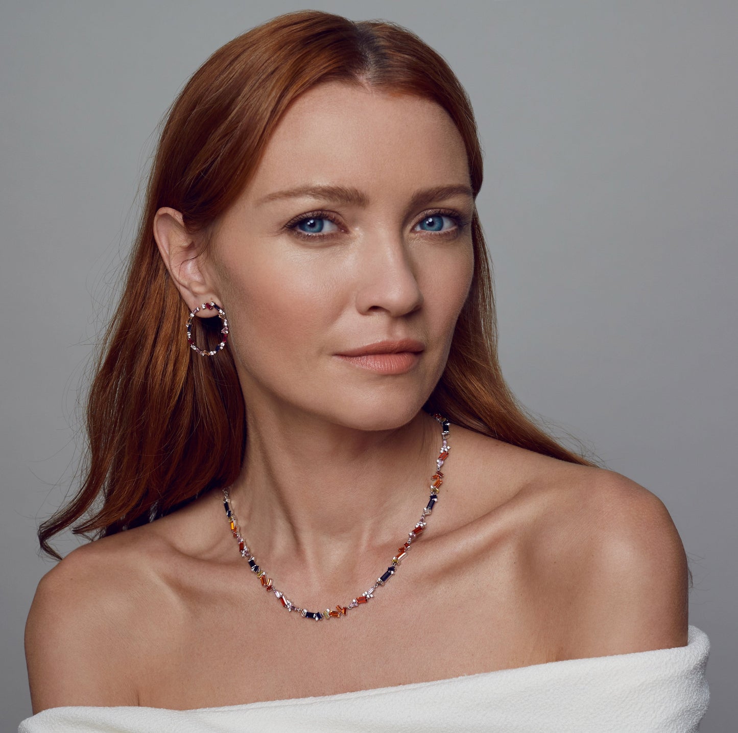 Rainbow Baguette Tennis Necklace