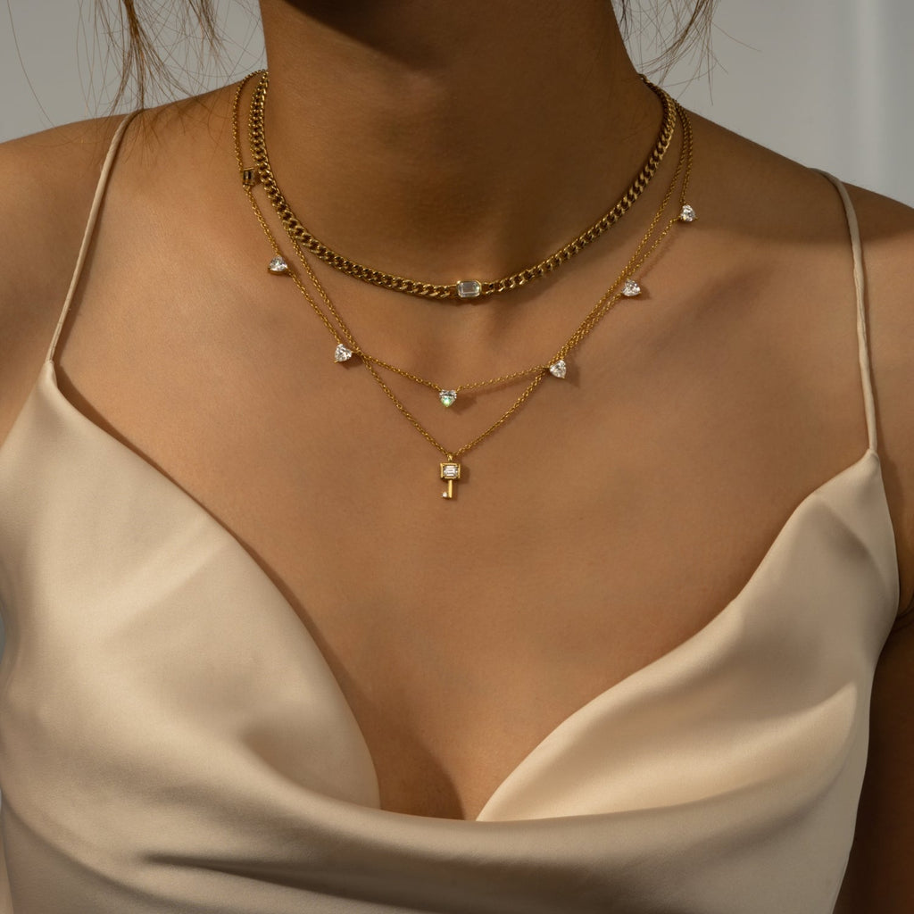 Two-stone Key Pendant Necklace