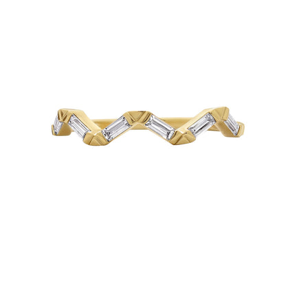 Ring Bar - Baguette Wavy Band Ring