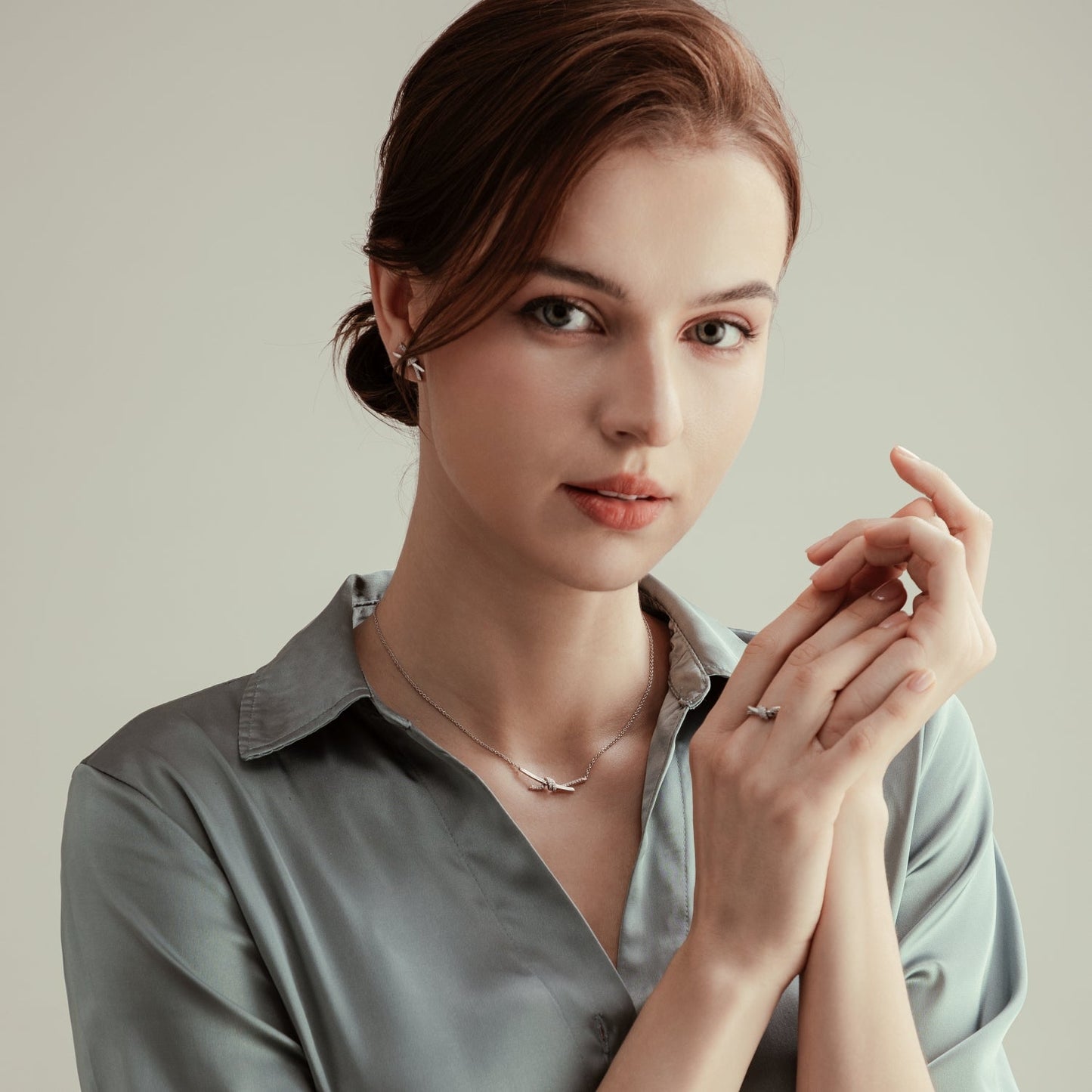 Pave Love Knot Stud Earrings