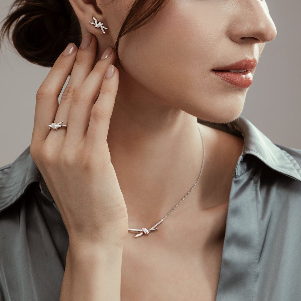 Pave Love Knot Stud Earrings