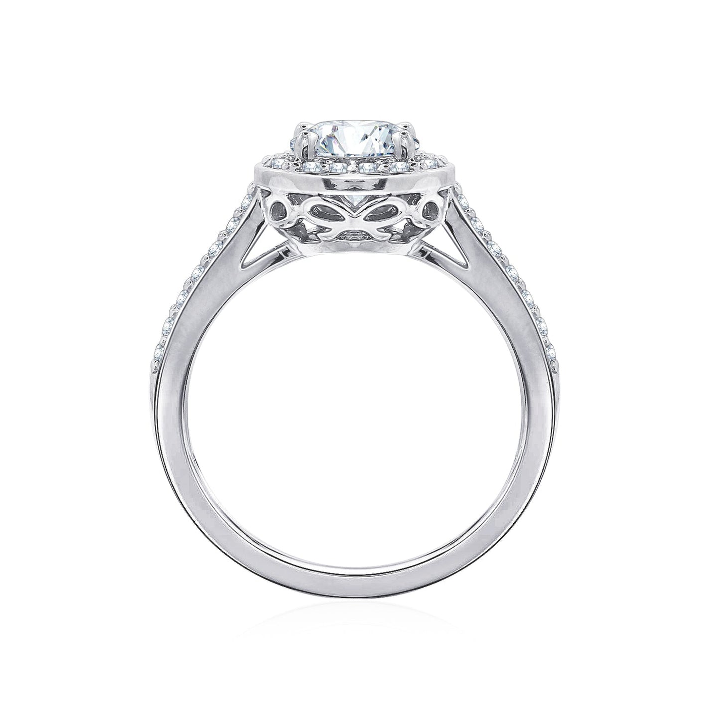 1.5 Ct Round Center Halo Ring