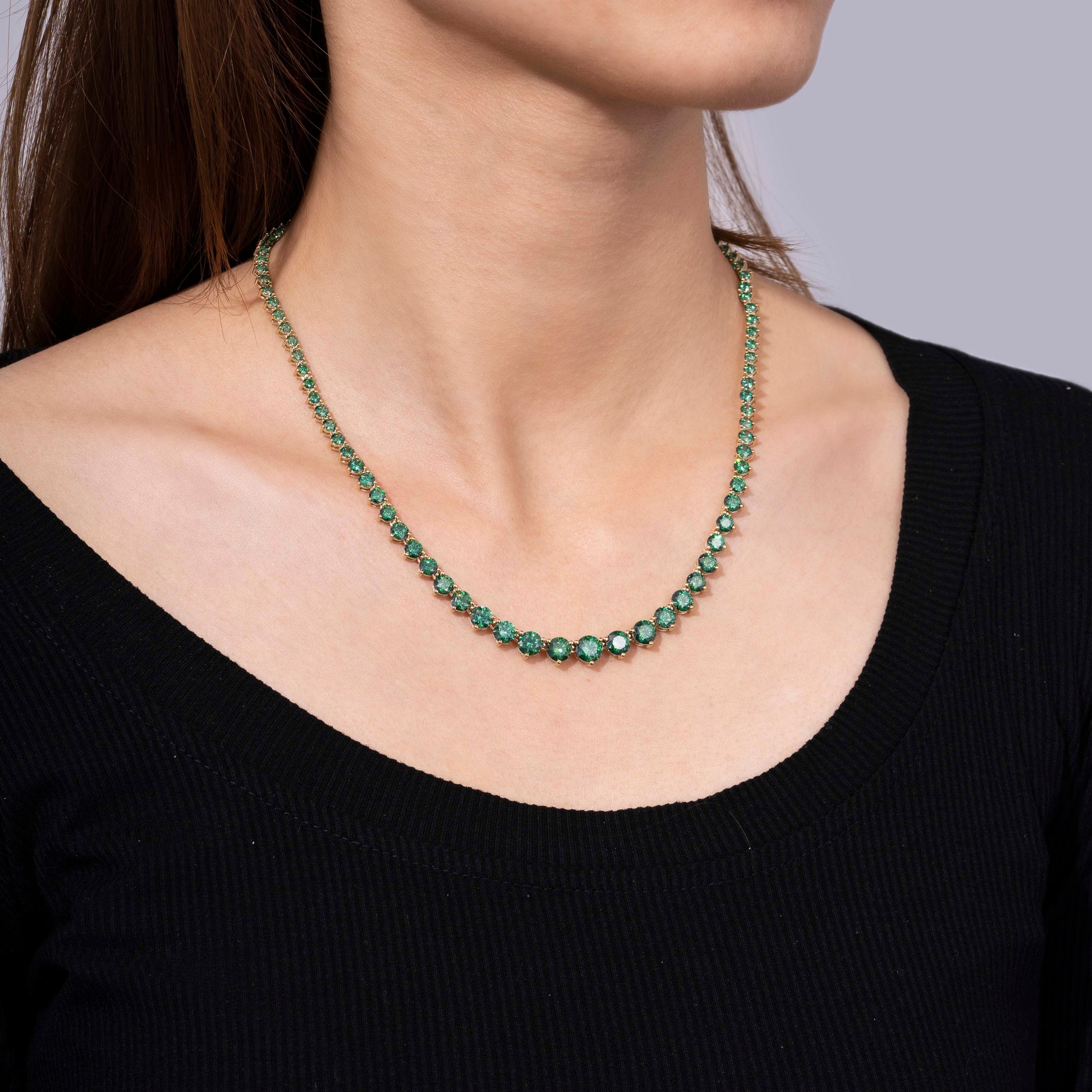 Round-Cut Graduated Riviera Necklace