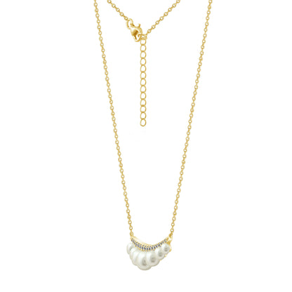 Curve Bar Pearl Pendant Necklace JEN25593