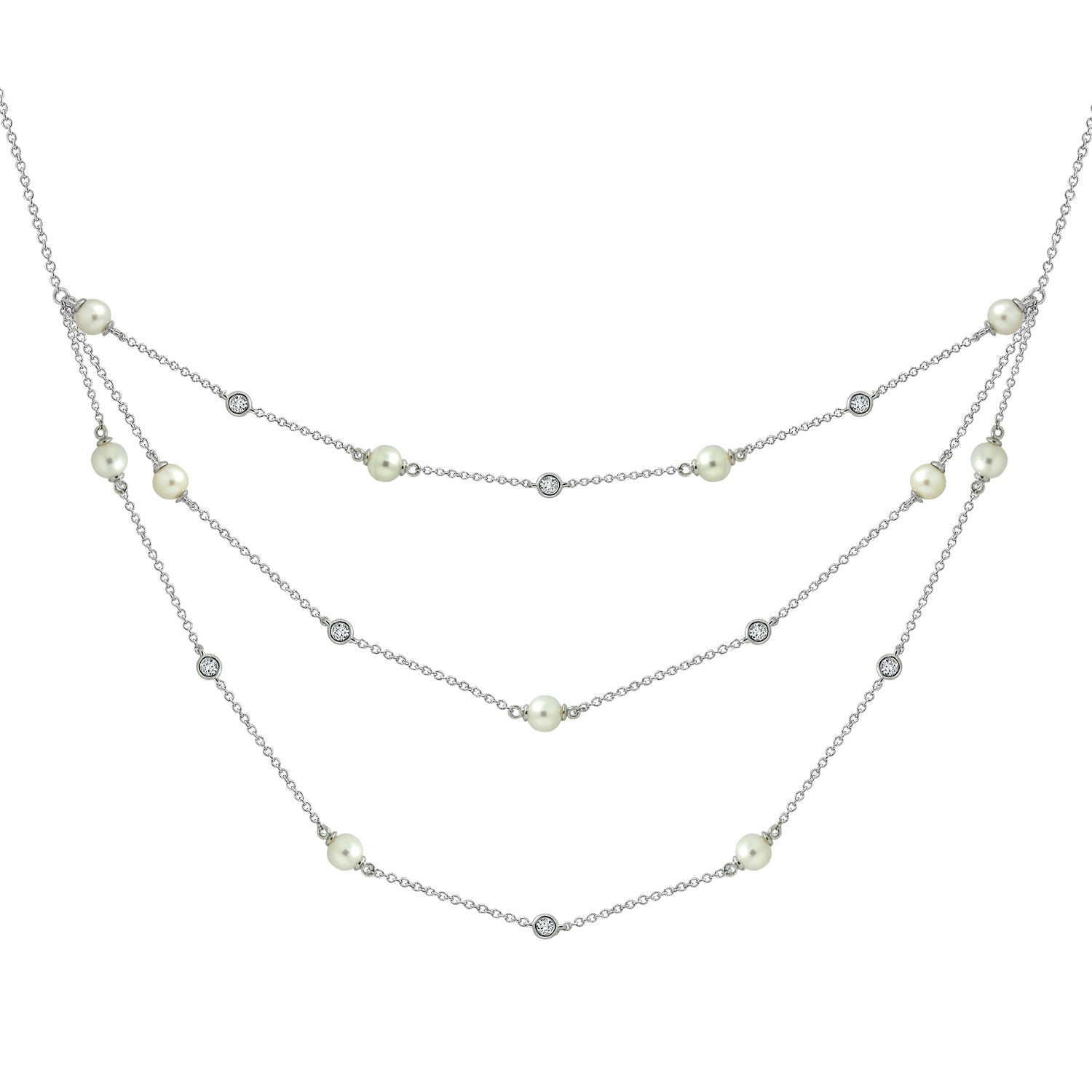 Pearl Layer Station Necklace JEN05417