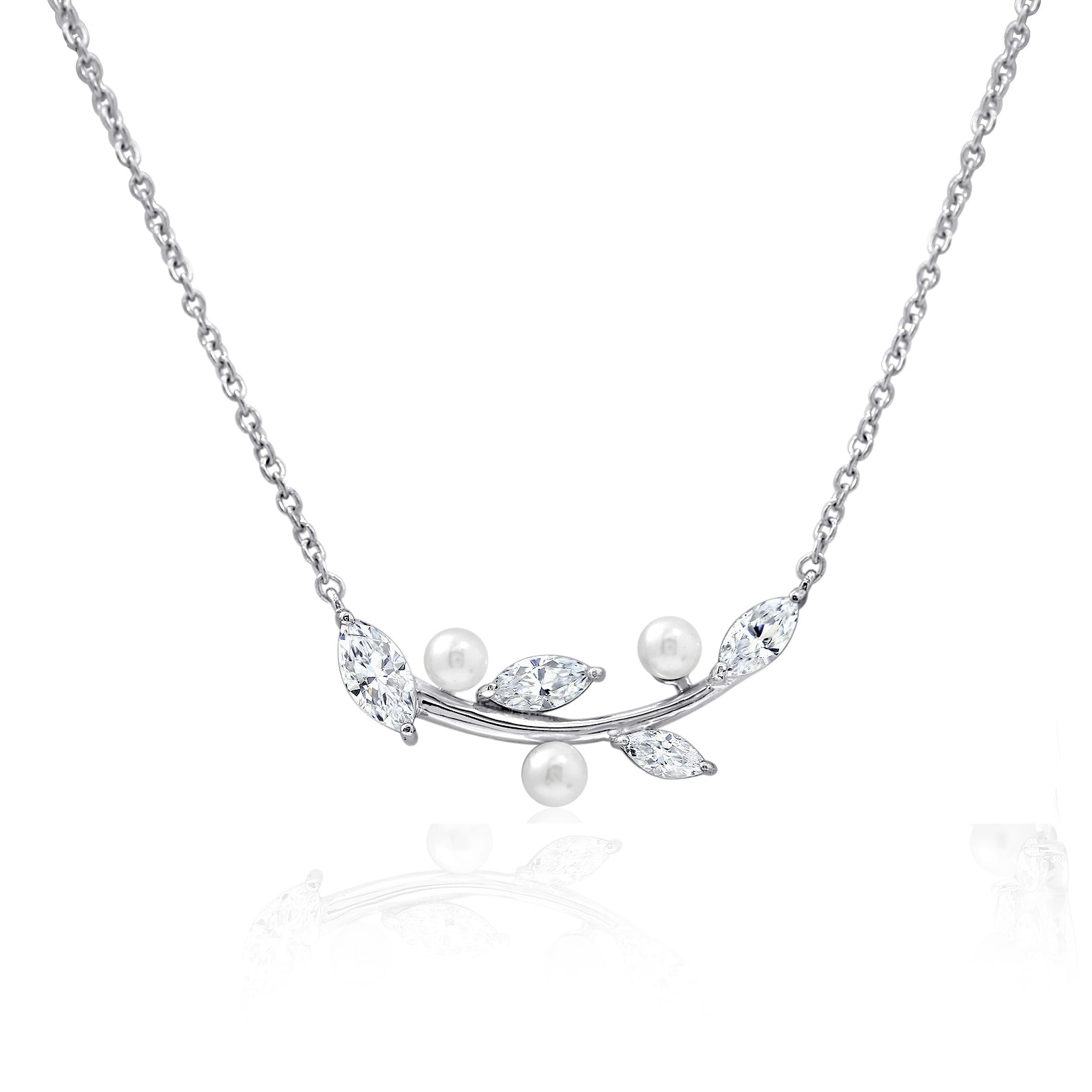Pearl Little Leaf Twigs Necklace JEN08109