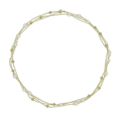 Diva's Dream White Pearl Station Necklace