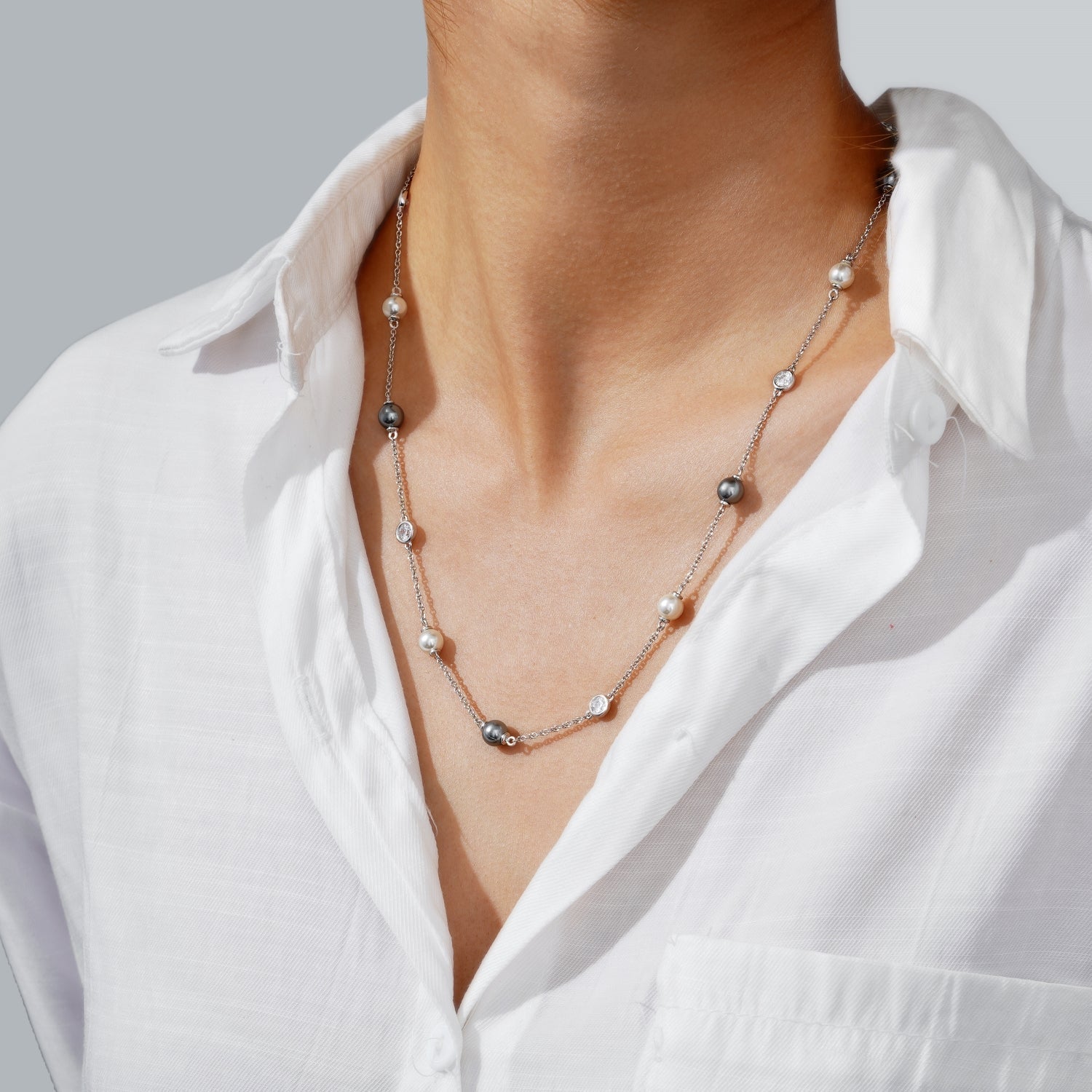 Pearl Station Necklace JEN13087