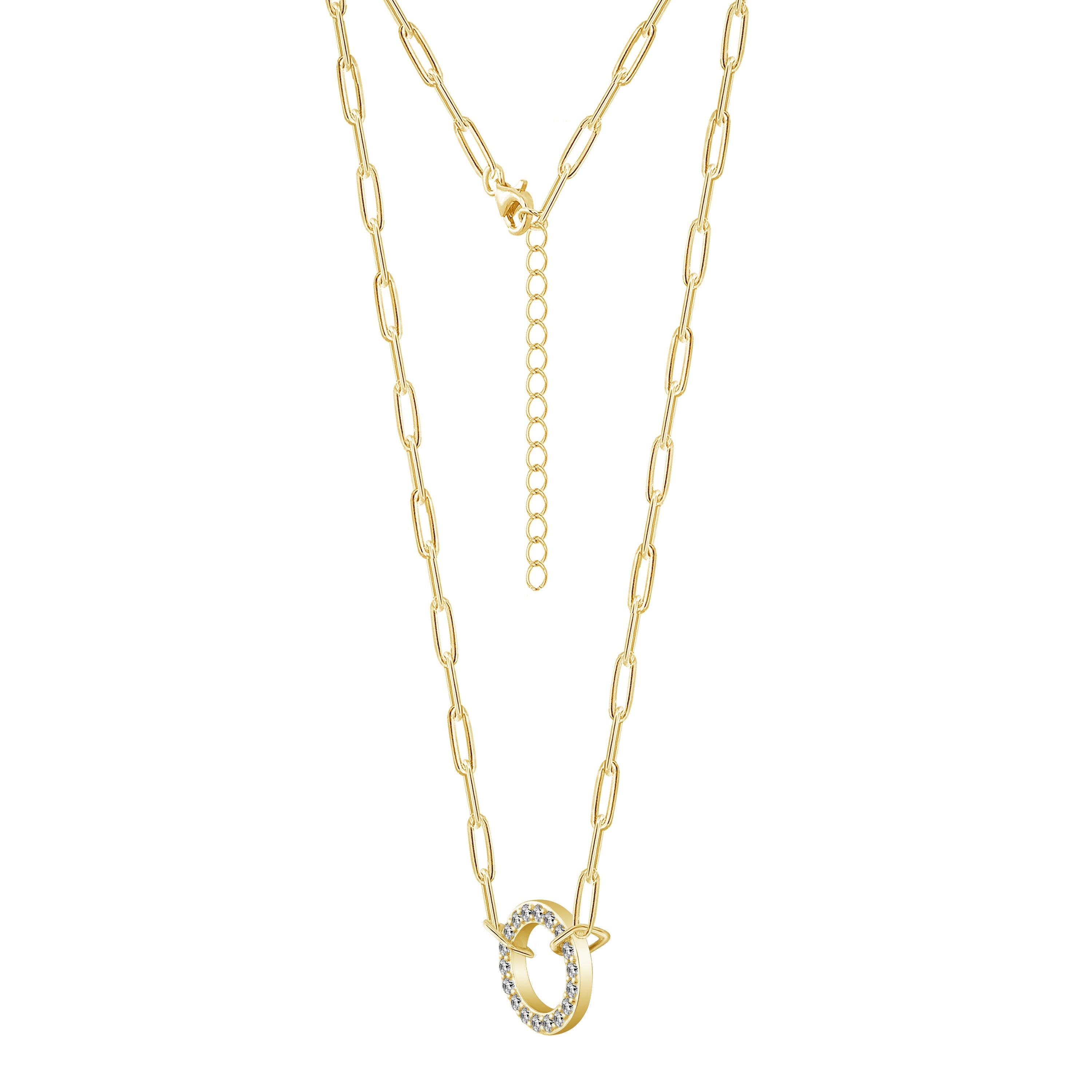 Pave Paper Clip Chain Necklace