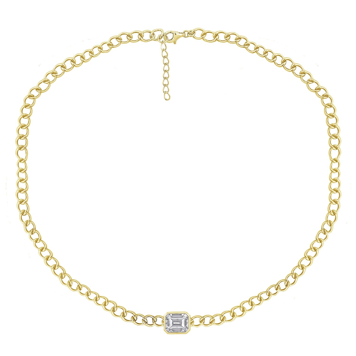 Curb Chain Solo Emerald Necklace JEN26078