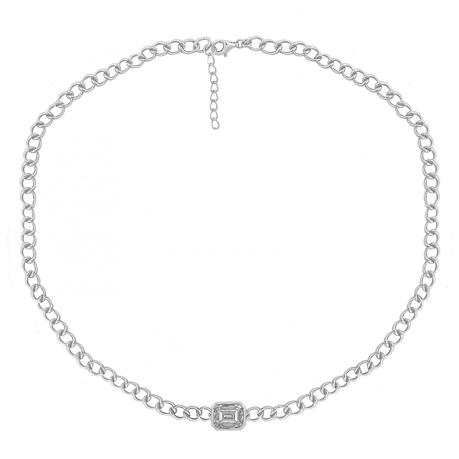 Curb Chain Solo Emerald Necklace JEN26078