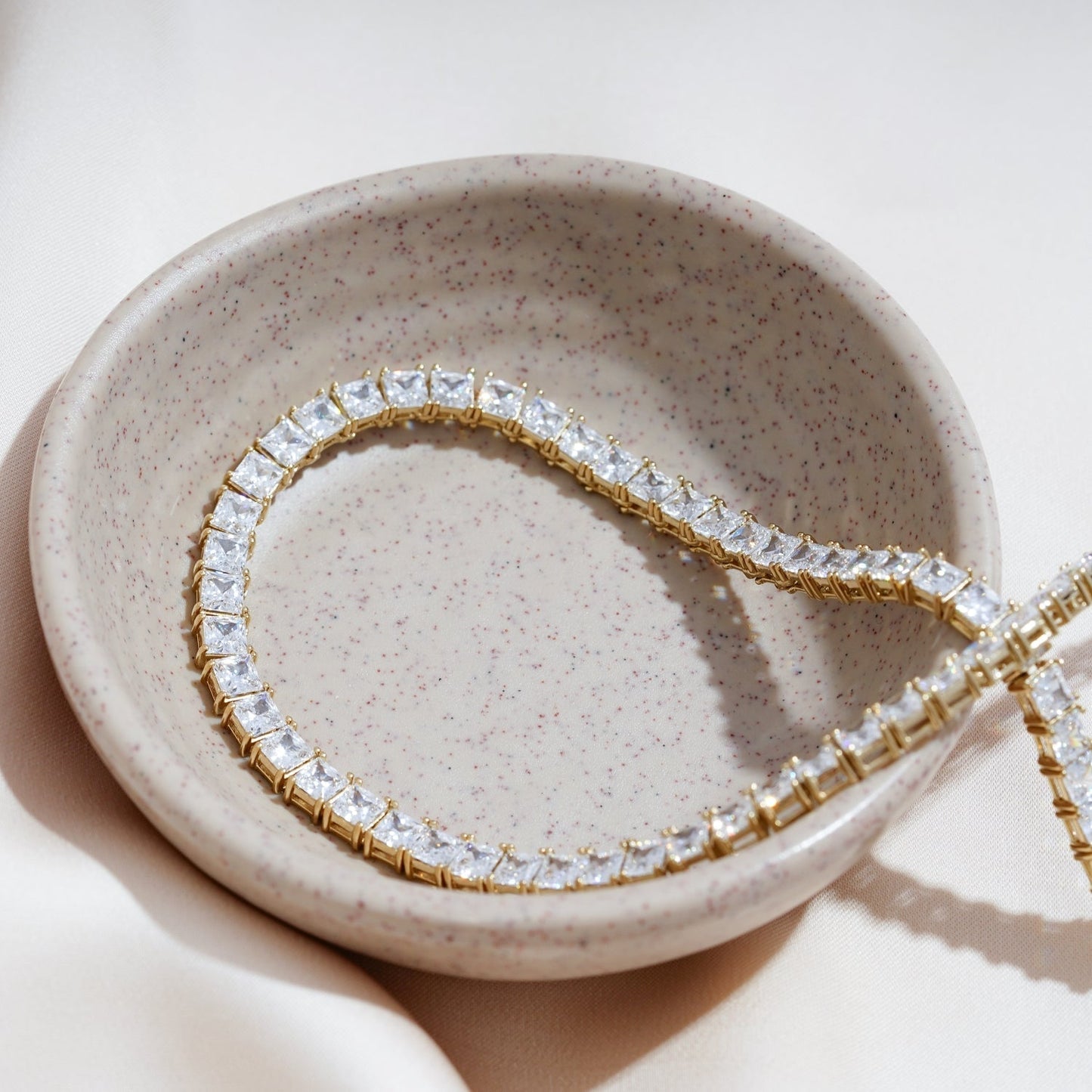 Choice Of 3mm 4mm 5mm Princess Tennis Necklace, Brass JEN26130