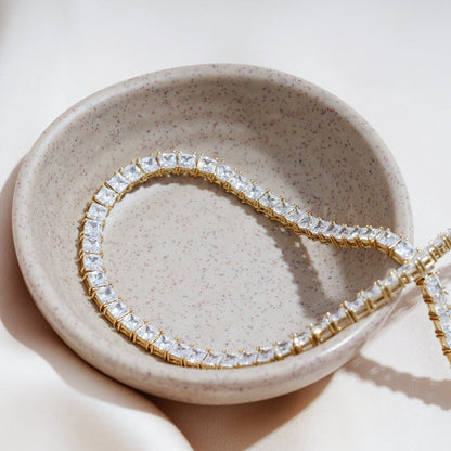 Choice Of 3mm 4mm 5mm Princess Tennis Necklace, Brass JEN26130