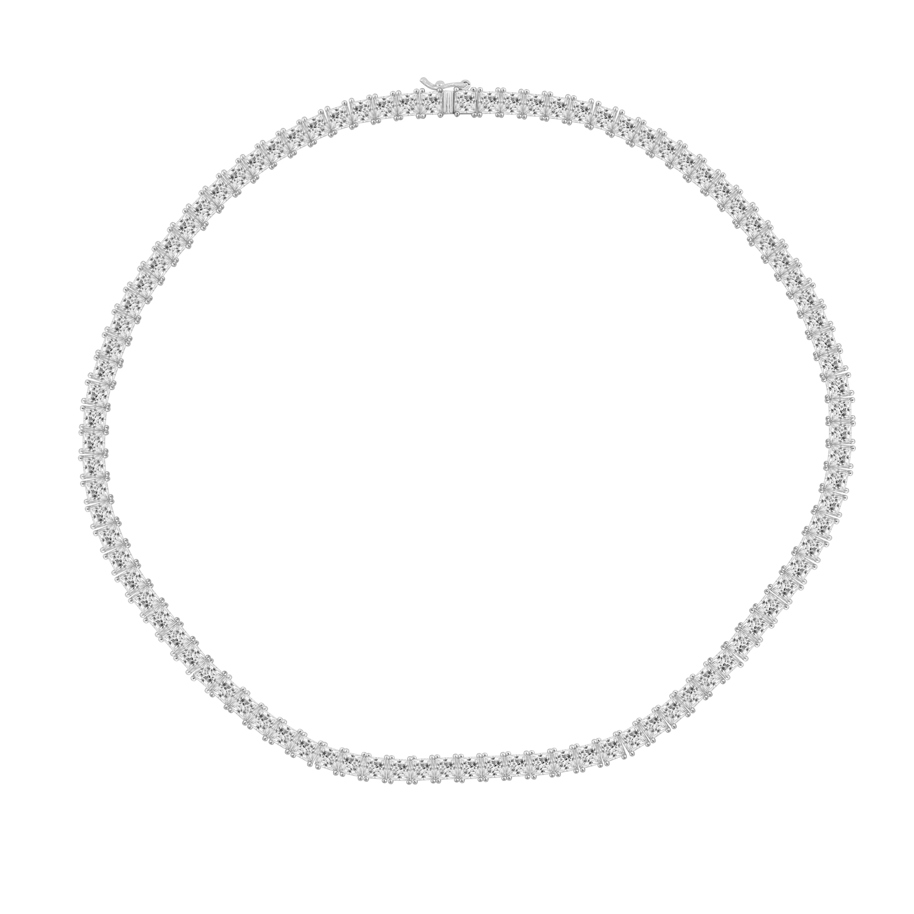 Choice Of 3mm 4mm 5mm Princess Tennis Necklace, Silver JEN26130