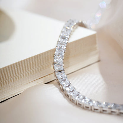 Choice Of 3mm 4mm 5mm Princess Tennis Necklace, Brass JEN26130