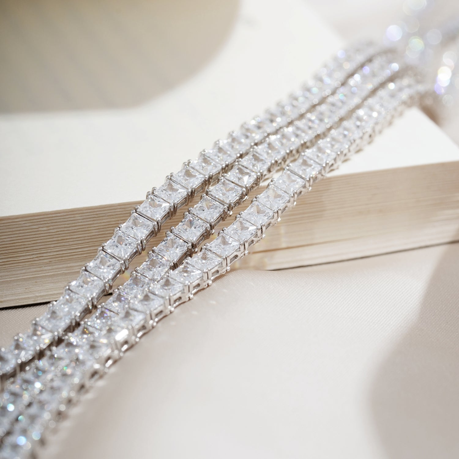 Choice Of 3mm 4mm 5mm Princess Tennis Necklace, Brass JEN26130
