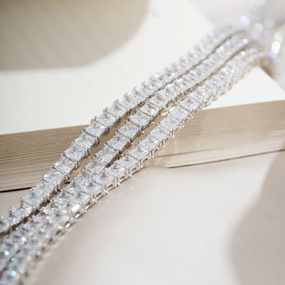 Choice Of 3mm 4mm 5mm Princess Tennis Necklace, Brass JEN26130