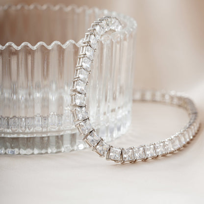 Choice Of 3mm 4mm 5mm Princess Tennis Necklace, Brass JEN26130