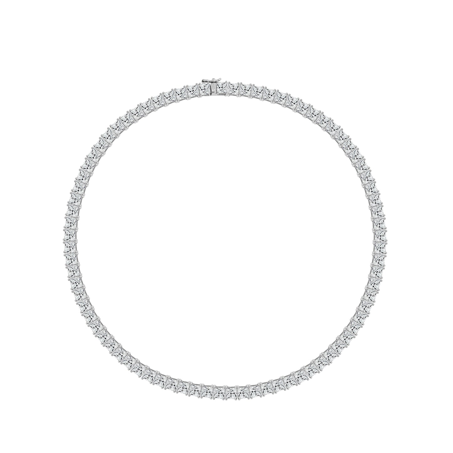 Choice Of 3mm 4mm 5mm Princess Tennis Necklace, Silver JEN26130