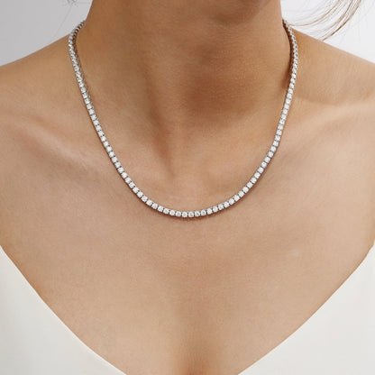 Choice Of 3mm 4mm 5mm Round Tennis Necklace, Silver JEN27295