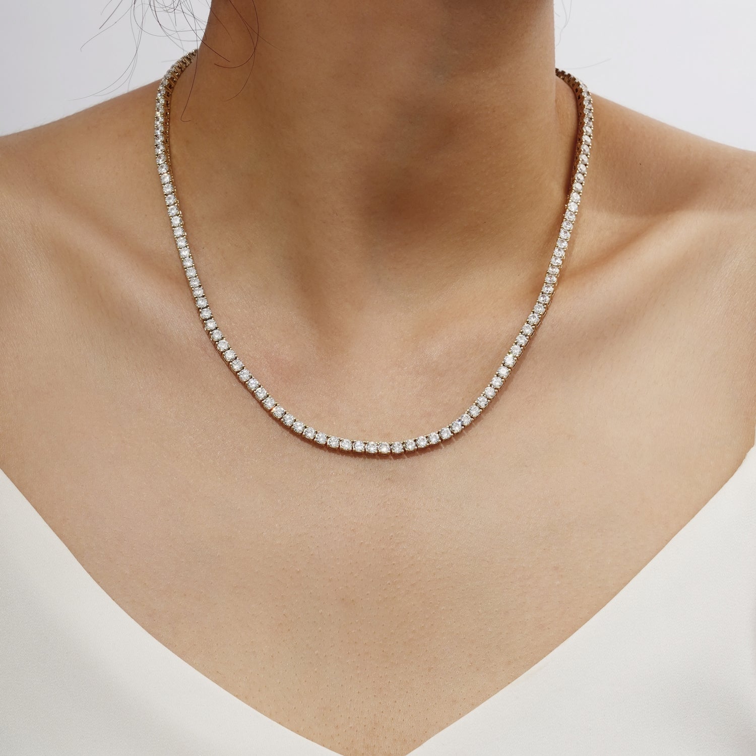 Choice Of 3mm 4mm 5mm Round Tennis Necklace, Silver JEN27295