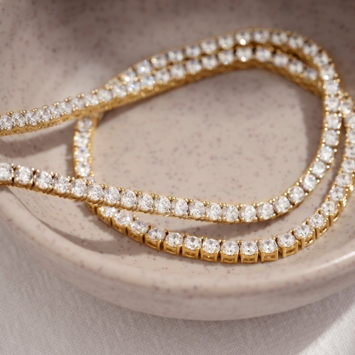 Choice Of 3mm 4mm 5mm Round Tennis Necklace, Brass JEN27295