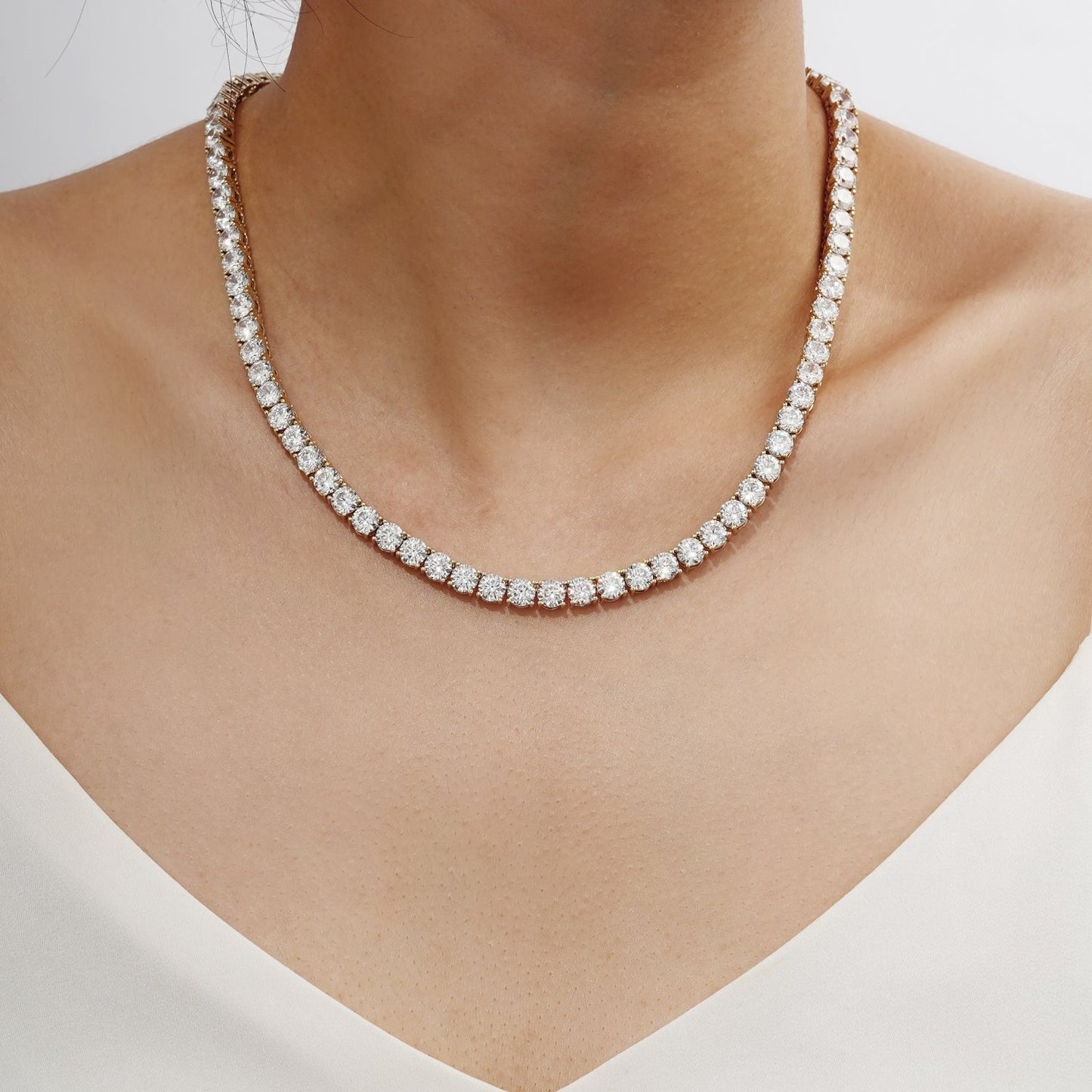 Choice Of 3mm 4mm 5mm Round Tennis Necklace, Brass JEN27295