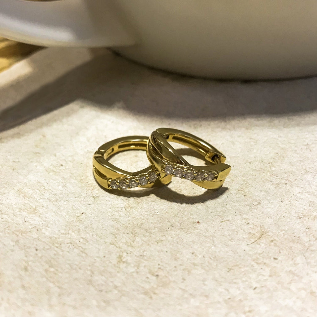 Criss Cross Huggie Hoops