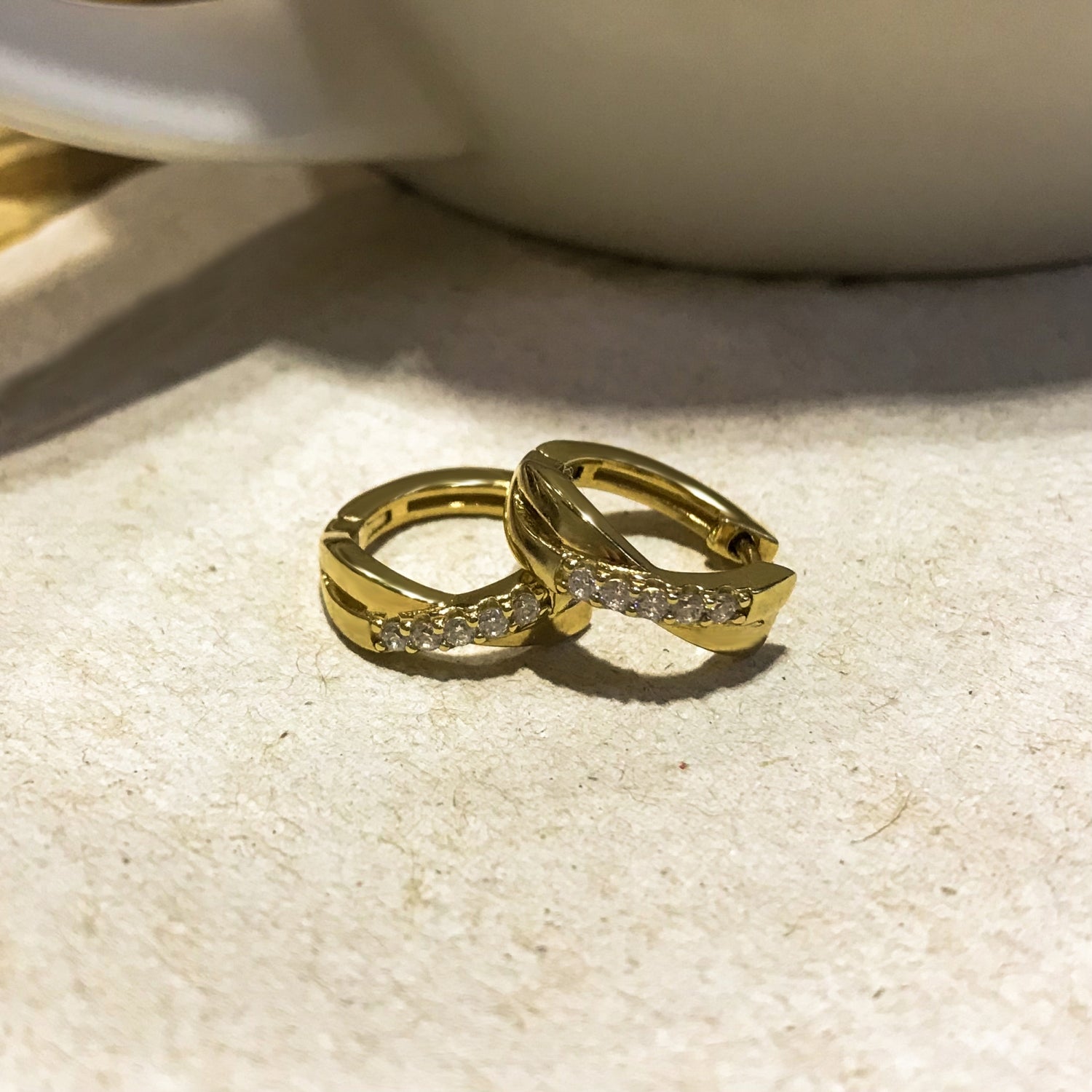 Criss Cross Huggie Hoops