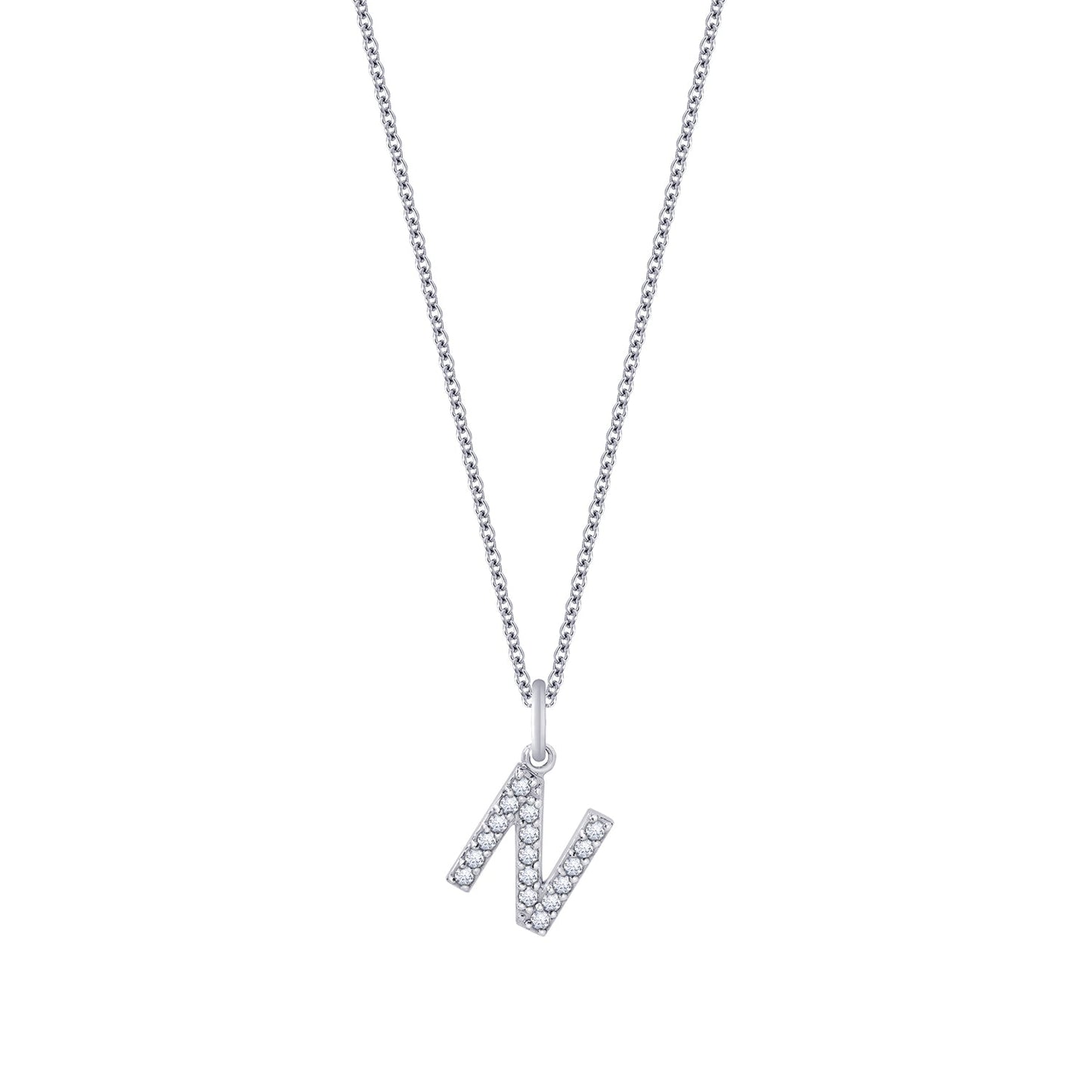 Pave Initial Pendant Necklace, 18" + 2" Extender