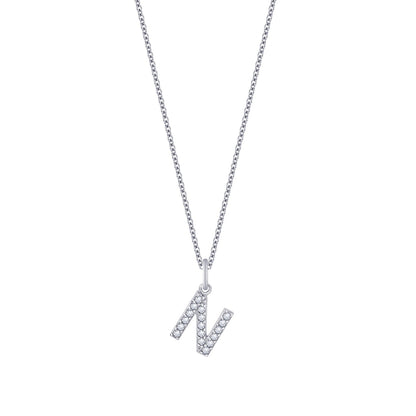 Pave Initial Pendant Necklace, 18" + 2" Extender