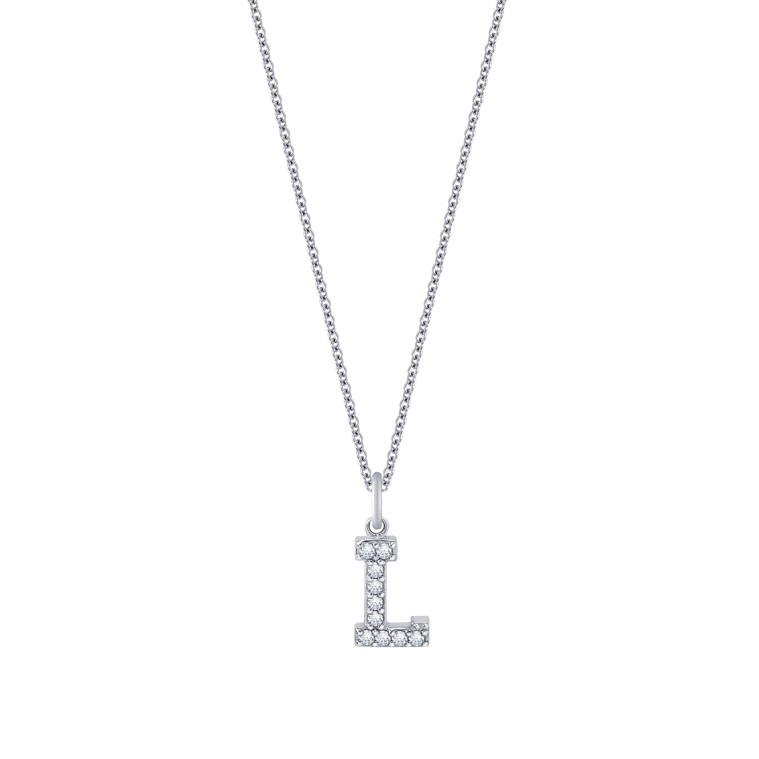 Pave Initial Pendant Necklace, 18" + 2" Extender