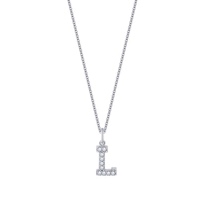 Pave Initial Pendant Necklace, 18" + 2" Extender