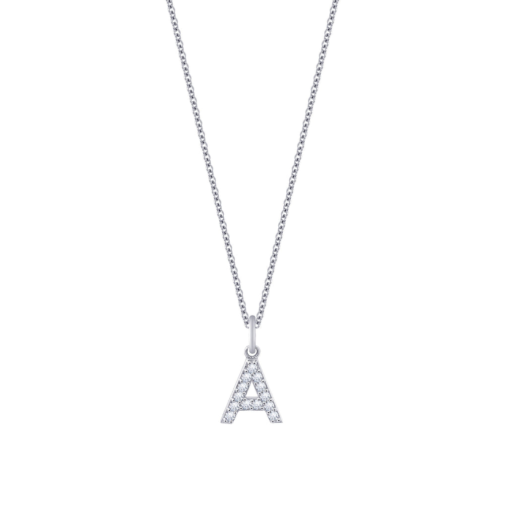 Pave Initial Pendant Necklace, 18" + 2" Extender