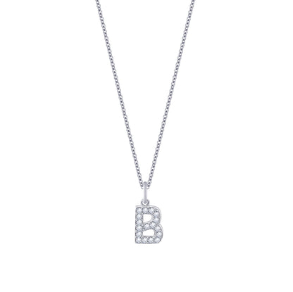 Pave Initial Pendant Necklace, 18" + 2" Extender