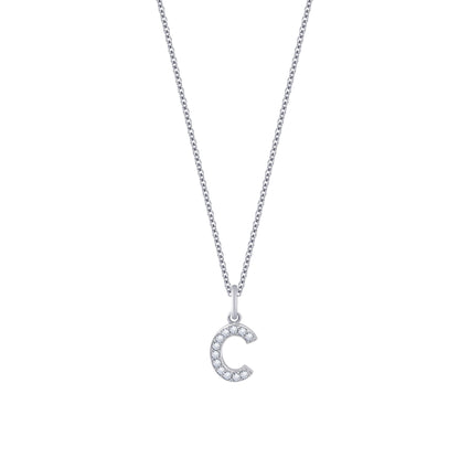 Pave Initial Pendant Necklace, 18" + 2" Extender